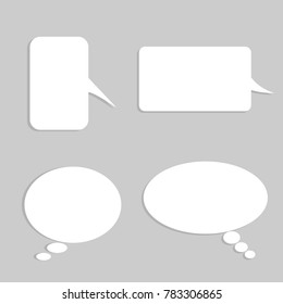 Vector set of stickers of speech bubbles. Blank empty white speech bubbles