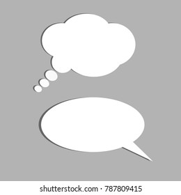 Vector set of stickers of speech bubbles. Blank empty white speech bubbles