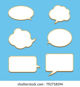 Vector set of stickers of speech bubbles. Blank empty white speech bubbles