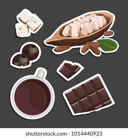 vector set of stickers with sweets with chocolate