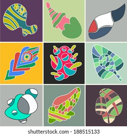 Vector set of stickers. You can do  your own cards, business cards, posters, labels, tags. Vector pattern can be used for web page backgrounds, wallpapers ,pattern.