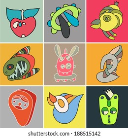 Vector set of stickers. You can do  your own cards, business cards, posters, labels, tags. Vector pattern can be used for web page backgrounds, wallpapers ,pattern.