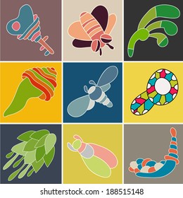 Vector set of stickers. You can do  your own cards, business cards, posters, labels, tags. Vector pattern can be used for web page backgrounds, wallpapers ,pattern.