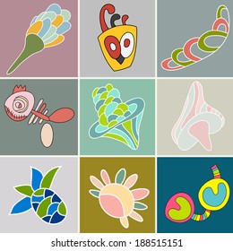 Vector set of stickers. You can do  your own cards, business cards, posters, labels, tags. Vector pattern can be used for web page backgrounds, wallpapers ,pattern.