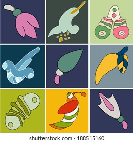 Vector set of stickers. You can do  your own cards, business cards, posters, labels, tags. Vector pattern can be used for web page backgrounds, wallpapers ,pattern.