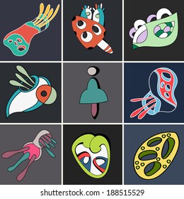 Vector set of stickers. You can do  your own cards, business cards, posters, labels, tags. Vector pattern can be used for web page backgrounds, wallpapers ,pattern.