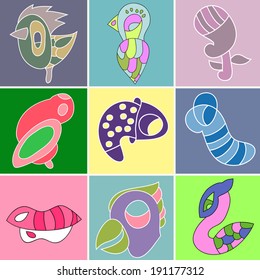 Vector set of stickers. You can do your own cards, business cards, posters, labels, tags. Vector pattern can be used for web page backgrounds, wallpapers ,pattern.
