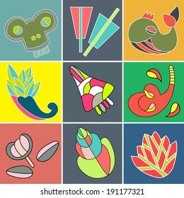 Vector set of stickers. You can do your own cards, business cards, posters, labels, tags. Vector pattern can be used for web page backgrounds, wallpapers ,pattern.