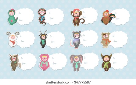 Vector set of stickers for your design
