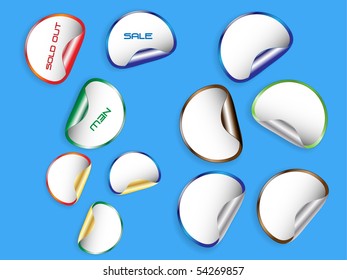 Vector set of sticky labels on blue background