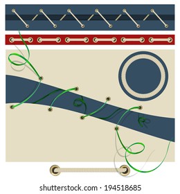 vector set of stitches end eyelets
