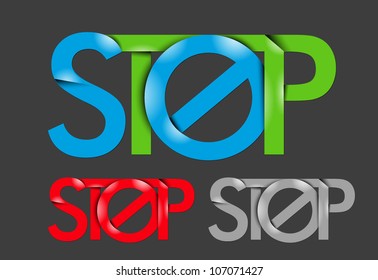 vector set of stop text design element.