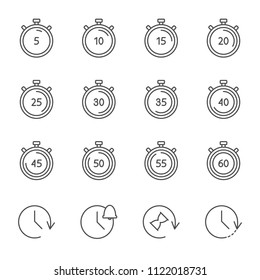 Vector set of stopwatches and timers outline style