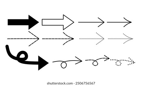 Vector Set of Straight and Curved Arrow Shapes. Good for poster, banner and magazine design