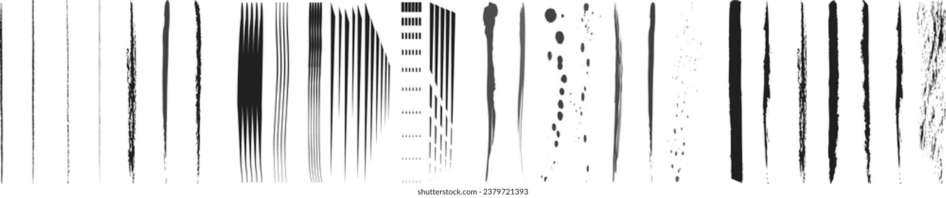 Vector set of straight lines on a white background. An abstraction drawn by hand on a white background. Illustration EPS 10. Black horizontal lines and strokes on a white background.