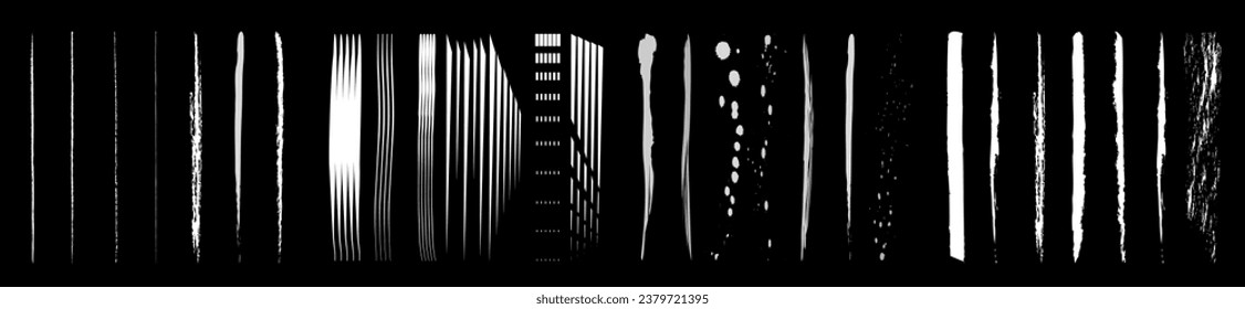 Vector set of straight lines on a black background. An abstraction drawn by hand on a black background. Illustration EPS 10. White horizontal lines and strokes on a black background.