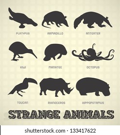 Vector Set: Strange and Odd Animal Silhouettes