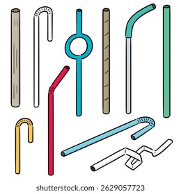 vector set of straw cartoon