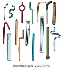 vector set of straw cartoon