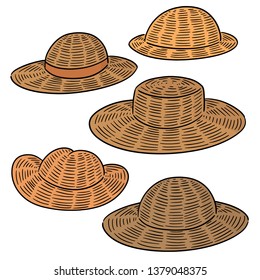 vector set of straw hat