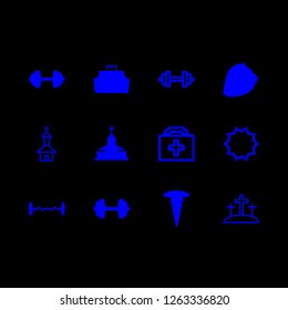  vector set. With strawberry, doctor case and dumbbell icons in set