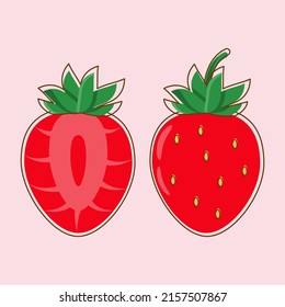 Vector set of strawberry in flat style