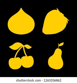  vector set. With strawberry, pear and onion icons in set