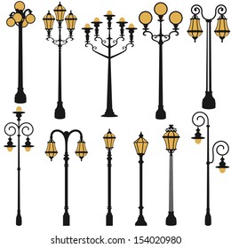 vector set of street lamp set