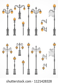 Vector Set Street Lights Collection Flat Stock Vector (Royalty Free ...