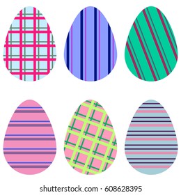 vector set of striped colorful eggs