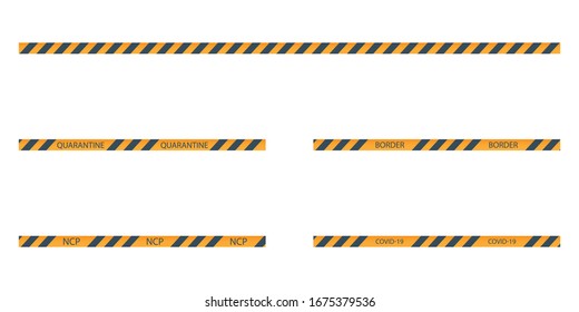 vector set of strips of black and yellow warning of danger