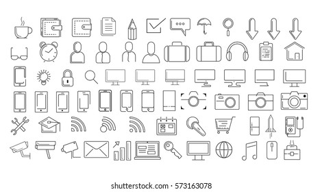 Vector set of stroke unusual icons for web.