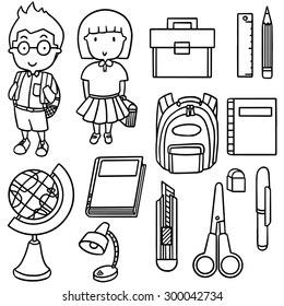 vector set of student and stationary