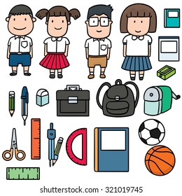 vector set of student and stationary