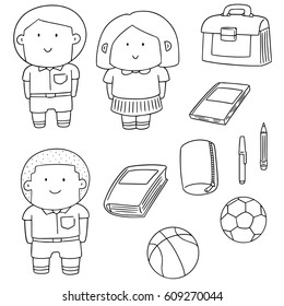 vector set of student and stationary