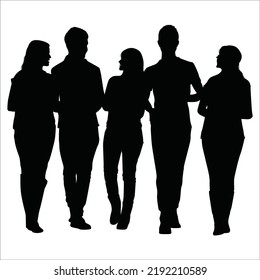 Vector Set Of Students Silhouettes Illustration Isolated On White Background