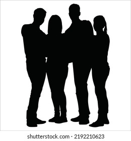 Vector Set Of Students Silhouettes Illustration Isolated On White Background