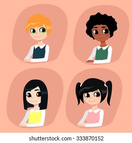 Vector Set of  Studying Kids. Pupils vector illustration