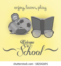 Vector Set Of Stylish Cartoon Different School Related Elements