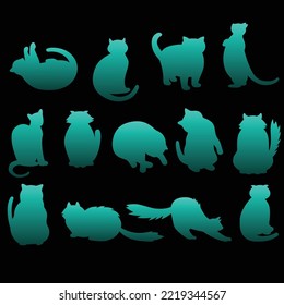 Vector set of a stylish cats. Silhouette of a cats. Modern trend design. Concept for logos, flyers, packs, prints and posters. Pet care, pet food and pets concept