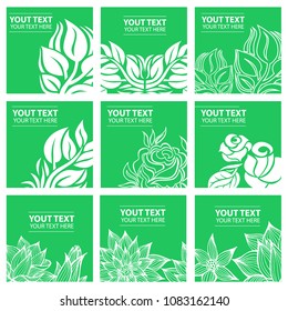 Vector set of stylish colorful floral background - design elements can be used for invitation, greeting cards. Floral frame