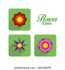 Vector Set Of Stylish Colorful Flowers Icons Isolated