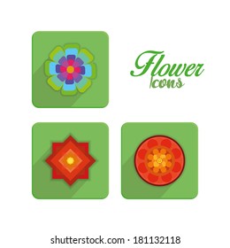 Vector Set Of Stylish Colorful Flowers Icons Isolated