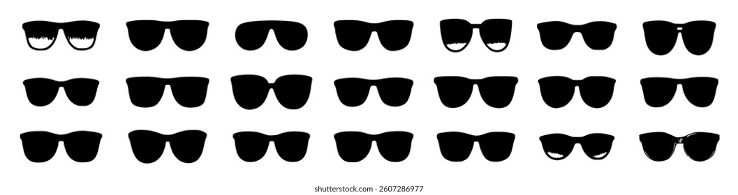 Vector set of stylish goggles and eyeglasses icons in PNG format. Includes modern, retro, medical frames. Perfect for optical designs, fashion, and vision care projects