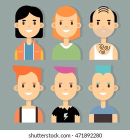 Vector set of stylish male characters in modern flat design. 