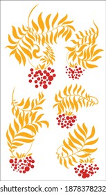 
VECTOR Set with a
stylish  original hand-drawn sketch graphics with Pattern rowan bunch  for design logo 