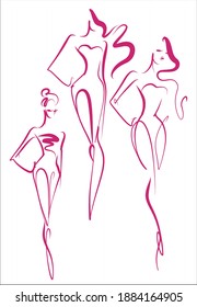 
Conjunto de vectores con un
elegante  boceto de gráficos dibujado a mano original de la moda   con una hermosa joven en bikini para el deporte de diseño es el logo para el fitness 
