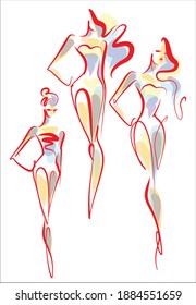 
VECTOR Set with a
stylish  fashion original hand-drawn graphics sketch   with beautiful young girl in bikini for design sport are fitness  logo 
