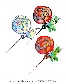 
VECTOR Set  with a stylish  original hand-drawn sketch graphics with beautiful  pion for fashion logo 