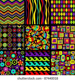Vector set of stylish seamless patterns.